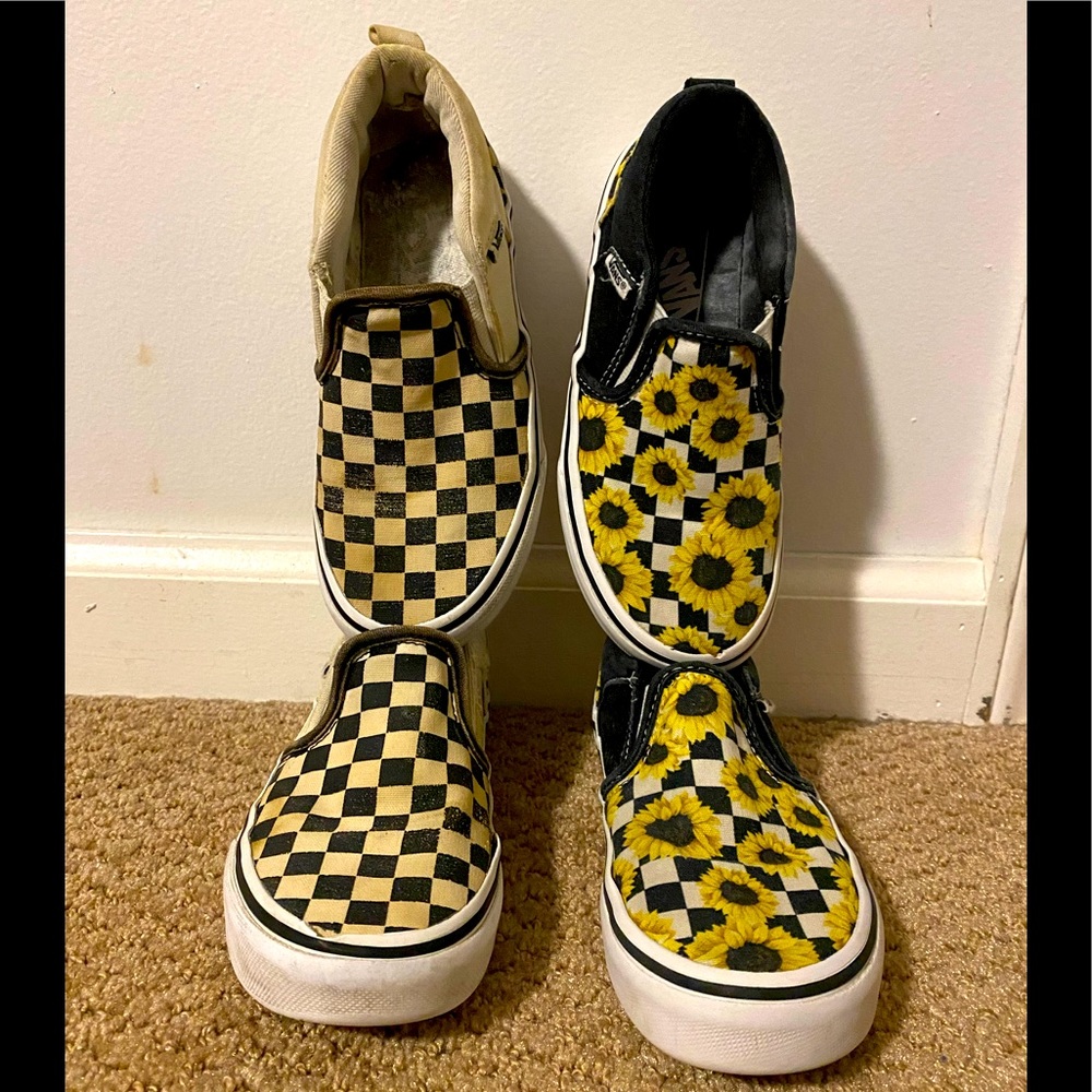 2 pairs of checker vans